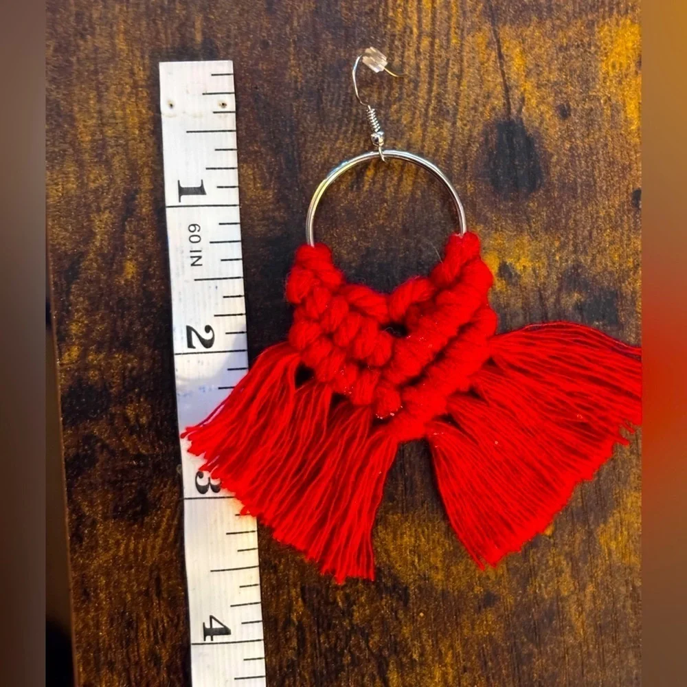 Ruby Red Tassel Earrings
